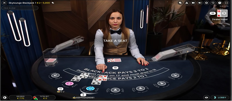 mesa de blackjack do skylounge